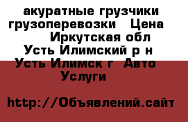 акуратные грузчики-грузоперевозки › Цена ­ 250 - Иркутская обл., Усть-Илимский р-н, Усть-Илимск г. Авто » Услуги   